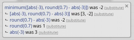 Demonstration of clicking links to substitute expression results.